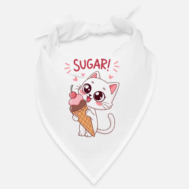 Chat gourmand et crème glacée Bandana