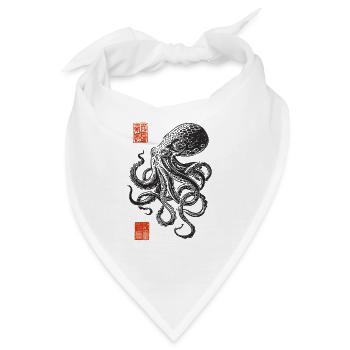 Tinten-Octopus im Tusch-Stil - Bandana - Weiß - Vorne