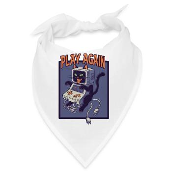 Play Again: Retro-Katze mit Spielkonsole - Bandana - Weiß - Vorne