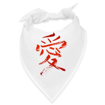 Liebe - Japanisches Schriftzeichen  - Bandana - Weiß - Vorne