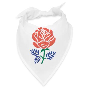Korallenrose mit Blaugrünen Blättern - Bandana - Weiß - Vorne