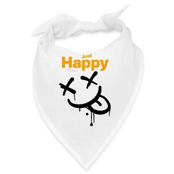 Just Happy, glücklich, irrwitzig grinsend! - Bandana - Weiß - Vorne