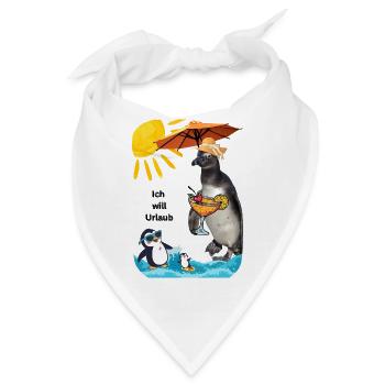 Urlaub mit Sonnenpinguin am Strand und Cocktail - Bandana - Weiß - Vorne