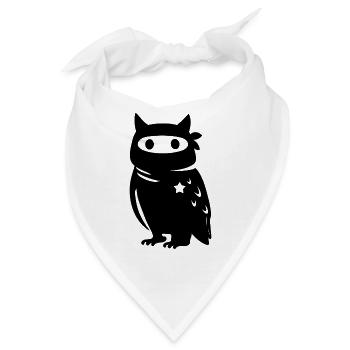 Vermummte Eule mit Stern – Antifaschismus Antifa - Bandana - Weiß - Vorne