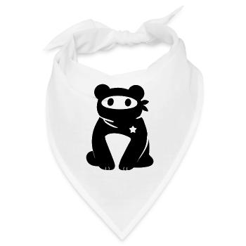 Vermummter Bär mit Stern – Antifaschismus Antifa - Bandana - Weiß - Vorne