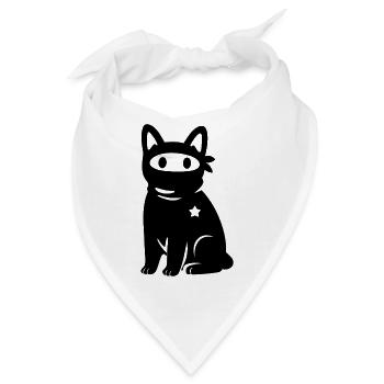 Vermummte Katze mit Stern – Antifaschismus Antifa - Bandana - Weiß - Vorne