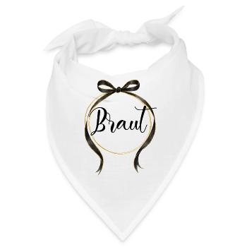 TEAM BRAUT! Kreis Schleife Schwarz Gold - Bandana - Weiß - Vorne