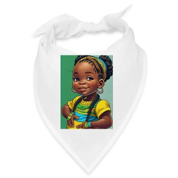 Buntes Afro-Kind in Zöpfen - Bandana - Weiß - Vorne