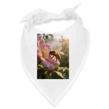 Morgenbiene auf Rosenblüte - Bandana - Weiß - Vorne