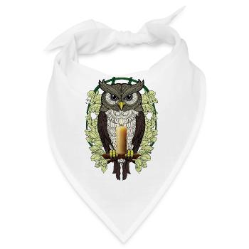 Nacht-Eulenkerze im Blattkranz - Bandana - Weiß - Vorne