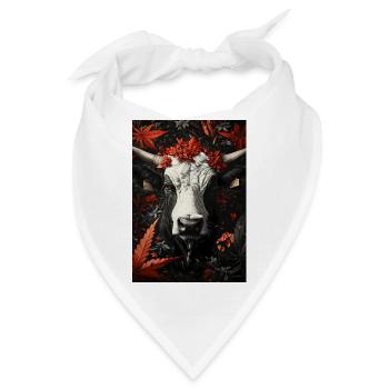 Stierkopf im Herbstlaub - Bandana - Weiß - Vorne