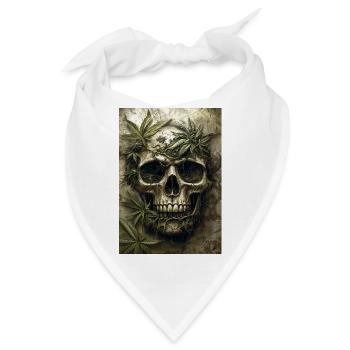 Schädel mit Hanfblättern - Bandana - Weiß - Vorne