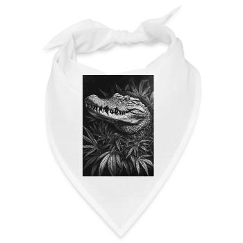 Krokodil im Hanfblattwald - Bandana - Weiß - Vorne