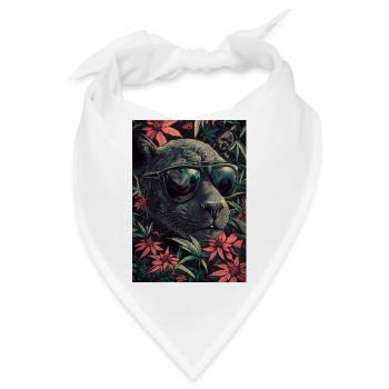 Tropenkatze mit Sonnenbrille - Bandana - Weiß - Vorne