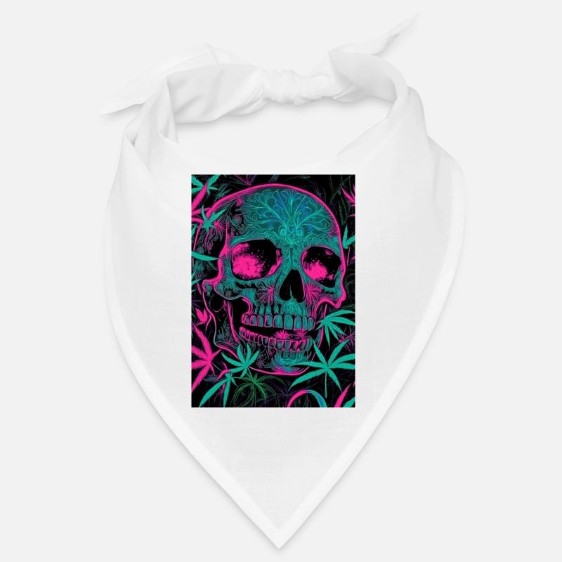 Neon Skull with Cannabis Leaf Pattern Bandana