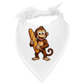 Affe mit Baguette - Bandana - Weiß - Vorne