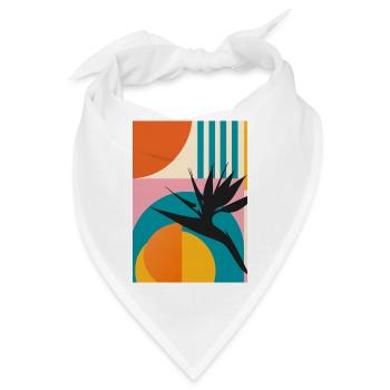 Geometrische Paradiesvogelblume Retro Tropical Art - Bandana - Weiß - Vorne