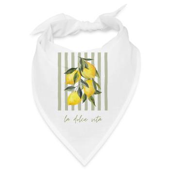 Zitrone im Streifenmuster - Bandana - Weiß - Vorne