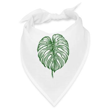 Monstera Blatt – Botanisches Naturmotiv - Bandana - Weiß - Vorne