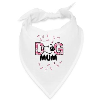 DoG MUM Hundedruck mit Pfotenpattern - Bandana - Weiß - Vorne