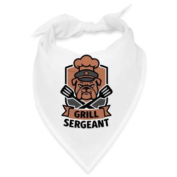 Grill Sergeant Bulldogge Grillmeister BBQ Hund - Bandana - Weiß - Vorne