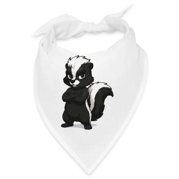 Selbstbewusstes Stinktier Maskottchen - Bandana - Weiß - Vorne