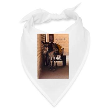 Esel mit einem Wagen im Dunkeln - Bandana - Weiß - Vorne