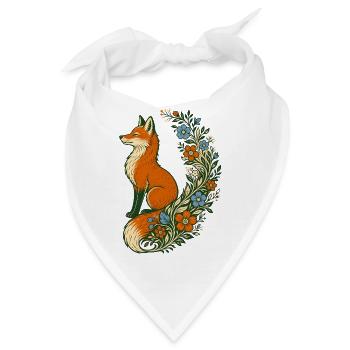 Volkskunst: Fuchs-Wildblumenschwanz - Bandana - Weiß - Vorne