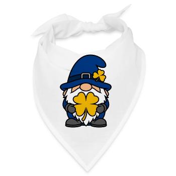 Bunter Glückszwerg mit Kleeblatt - Bandana - Weiß - Vorne