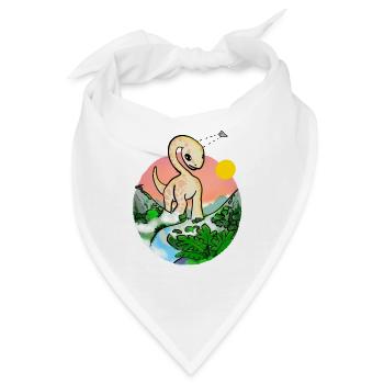 Sonnenuntergangsdino im Dschungelpanorama - Bandana - Weiß - Vorne