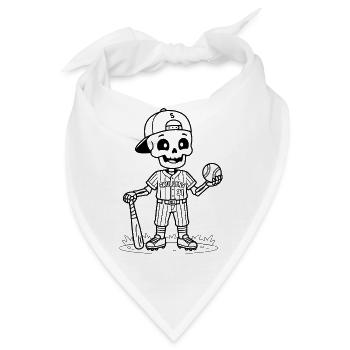 Niedliches Baseball-Skelett Vintage-Halloween-Sportarten - Bandana - Weiß - Vorne