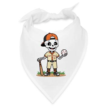 Niedlicher Skelett-Baseballspieler Spooky Halloween - Bandana - Weiß - Vorne