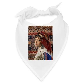 Ethnisches Porträt und böhmischer Wandteppich - Bandana - Weiß - Vorne