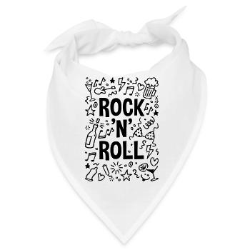 Rock 'n' Roll (Musik / Party / Scribble / Black) - Bandana - Weiß - Vorne