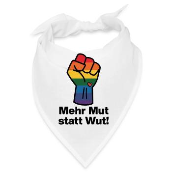 MEHR MUT STATT WUT BUNTER REGENBOGEN, NIE WIEDER - Bandana - Weiß - Vorne