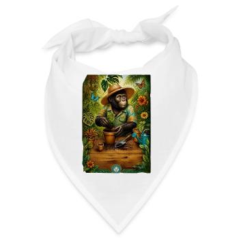 Gärtner-Gorilla liebt Pflanzen - Bandana - Weiß - Vorne
