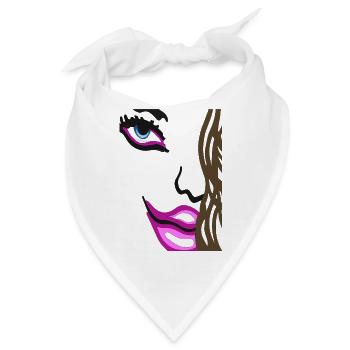 Farbige Lippen und Auge Pop-Art Frauen Portrait - Bandana - Weiß - Vorne