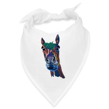 Buntes Pferdeporträt Farbschimmer - Bandana - Weiß - Vorne