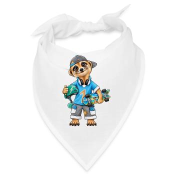 Skater Erdmännchen Coole Streetwear - Bandana - Weiß - Vorne