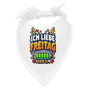Ich liebe Freitag – Pixel Büro Spruch - Bandana - Weiß - Vorne