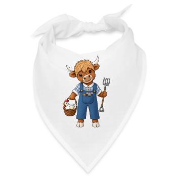 Hochlandrind Kuh Lustiges Bauernhof Motiv - Bandana - Weiß - Vorne