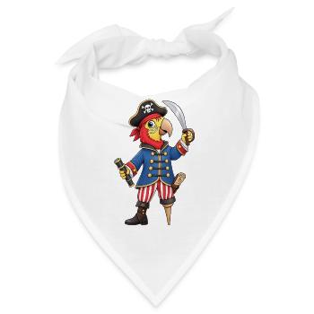 Lustiger Piraten Papagei mit Schatzkarte - Bandana - Weiß - Vorne