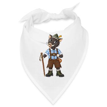 Wander Wildschwein in Bayern Tracht - Bandana - Weiß - Vorne