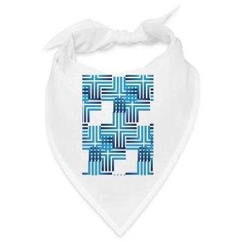 Geometrisches Blau-Raster Muster - Bandana - Weiß - Vorne