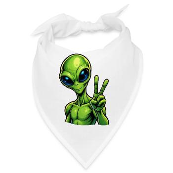 Alien Peace Zeichen - Bandana - Weiß - Vorne