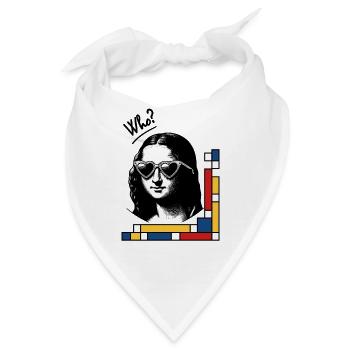 Mona Lisa mit Mondrian-Brille - Bandana - Weiß - Vorne
