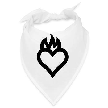 flammendes Herz - Bandana - Weiß - Vorne
