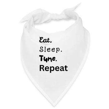 Eat. Sleep. Tune. Repeat - Bandana - Weiß - Vorne