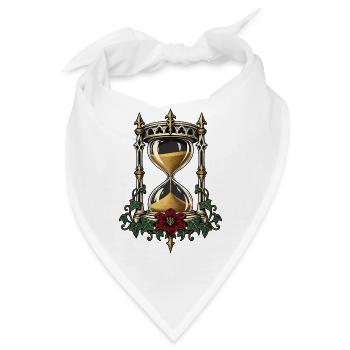 Sanduhr mit Efeu – Gothic Art - Bandana - Weiß - Vorne