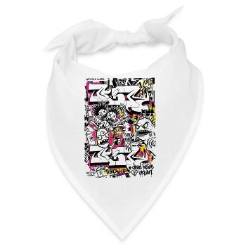 Neon-Graffiti auf urbaner Silhouette - Bandana - Weiß - Vorne